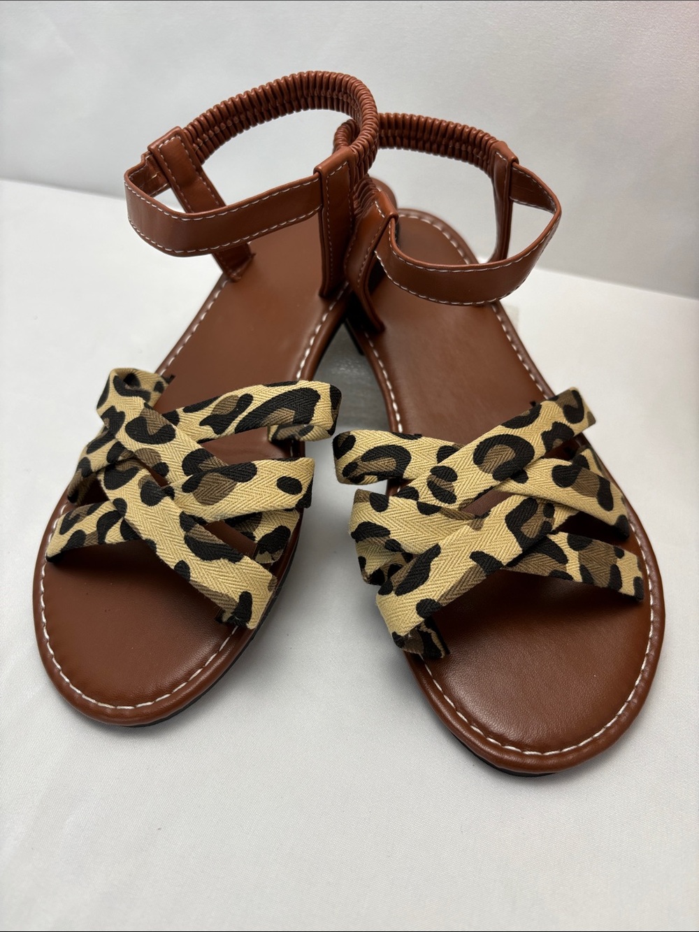 Fashion Women’s 5.5-6/36 Leopard Print Strappy Flat Sandals in Brown#494 - Picture 4 of 14